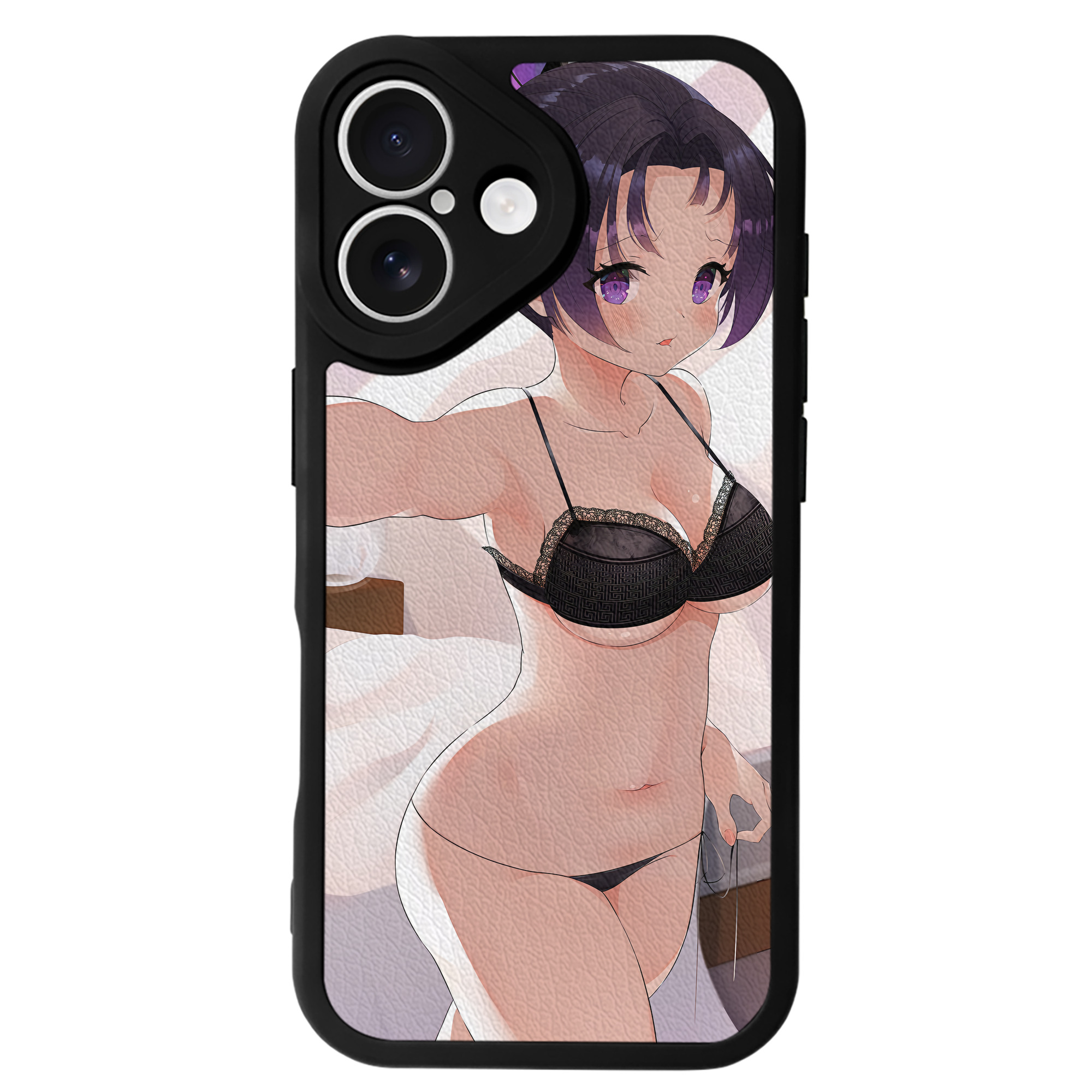 （画像用） 鬼滅の刃（きめつのやいば）蟲柱-胡蝶 しのぶ／こちょう しのぶ Kochou Shinobu 【iPhone 16シリーズ対応】シリコンスマホケース（レザー調） 材質：シリコン